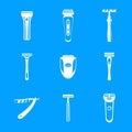 Shaver blade razor personal icons set, simple style