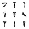 Shaver icon set, simple style