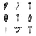 Shaver trimmer icon set, simple style