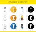 Shaving accessories icons set