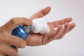 Shaving foam on the palm Royalty Free Stock Photo