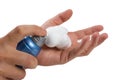 Shaving foam on the palm Royalty Free Stock Photo