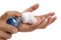 Shaving foam on the palm