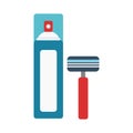 Shaving foam with a razor. Shaving foam. Razor. Hygiene products for men. Vector illustration. EPS 10.