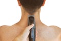 Shaving Man`s Neck With Electric Trimmer Royalty Free Stock Photo