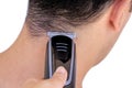 Shaving Man`s Neck With Electric Trimmer Royalty Free Stock Photo