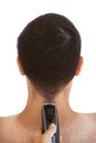 Shaving Man`s Neck With Electric Trimmer Royalty Free Stock Photo