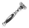 Shaving razor icon. Safe shaver tool with multiple blade. Trendy flat shaving razor icon for hygiene