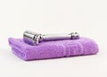 Shaving razor and towel Royalty Free Stock Photo