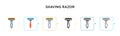 Shaving razor vector icon in 6 different modern styles. Black, two colored shaving razor icons designed in filled, outline, line Royalty Free Stock Photo