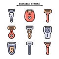 Shaving razors editable stroke color icon set Royalty Free Stock Photo