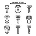 Shaving razors editable stroke outline icon set Royalty Free Stock Photo