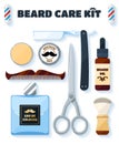 Shaving tools and accessories set for hipsters with soft shadow