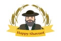 Shavuot Banner - Shavuot festive banner with the image of a Jew, on an isolated background