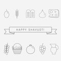 Shavuot holiday flat design black thin line icons set with text Royalty Free Stock Photo