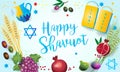 Happy Shavuot Jewish Holiday symbols