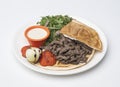 Shawarma Beef Plate  on white background Royalty Free Stock Photo