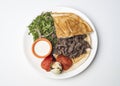 Shawarma Beef Plate  on white background Royalty Free Stock Photo