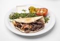 Shawarma Beef Plate solated on white background Royalty Free Stock Photo