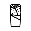 Shawarma, burrito or chimichanga line icon vector illustration