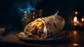 shawarma, fast food with vegetables and meat. Generative AI