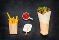 Shawarma and French Fries Royalty Free Stock Photo