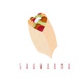 Shawarma gyros doner kabob isolated design template