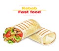 Shawarma Kebab fast food Vector. Detailed illustrations