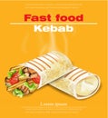 Shawarma Kebab fast food Vector. Detailed illustrations Royalty Free Stock Photo