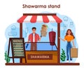 Shawarma maker concept. Chef cooking delicious street food roll