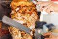 Shawarma meat being cut Royalty Free Stock Photo