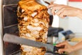 Shawarma meat being cut Royalty Free Stock Photo