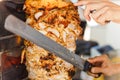 Shawarma meat being cut Royalty Free Stock Photo