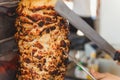 Shawarma meat being cut Royalty Free Stock Photo