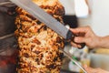 Shawarma meat being cut Royalty Free Stock Photo