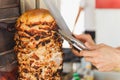 Shawarma meat being cut Royalty Free Stock Photo
