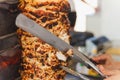 Shawarma meat being cut Royalty Free Stock Photo