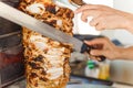 Shawarma meat being cut Royalty Free Stock Photo