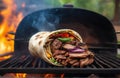 Shawarma sandwich on grill