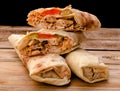 Shawarma sandwich gyro fresh roll of lavash pita bread chicken beef shawarma falafel RecipeTin Eatsfilled with grilled