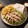 Shawarma Sandwich Roll of Grilled Chicken and Salad