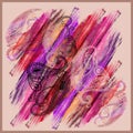 shawl motif colorful silk scarf design