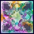 shawl motif colorful silk scarf design Royalty Free Stock Photo