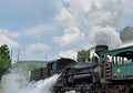 Shay #2 shoves an excursion train at Cass, WV Royalty Free Stock Photo