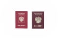 Shchelkovo, Russian Federation - Mar 09, 2019: Two passports- foreign passport and a national passport of the Russian Federation