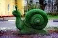 Shchyolkovo. Sculpture of a snail made of artificial grass.