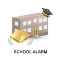 Shcool Alarm icon. 3d illustration from back to school collection. Creative Shcool Alarm 3d icon for web design