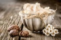 Shea butter and nuts Royalty Free Stock Photo