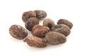 Shea nuts on white background, karite seeds