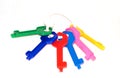 Sheaf of toy multi-coloured keys Royalty Free Stock Photo